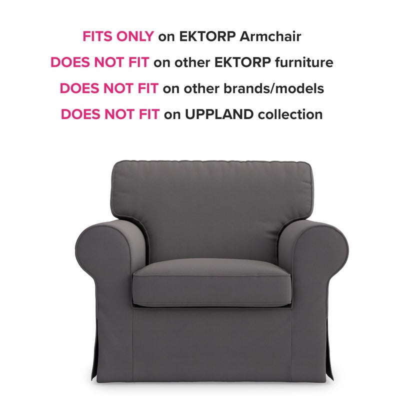 MASTERS OF COVERS Ektorp Armchair 5 Color Cotton Cover for The IKEA Ektorp Chair Slipcover Replacement (Cotton-Dark Grey)-Not Fit for Uppland Series Sofa (Armchair Cover Only!) - Image 2